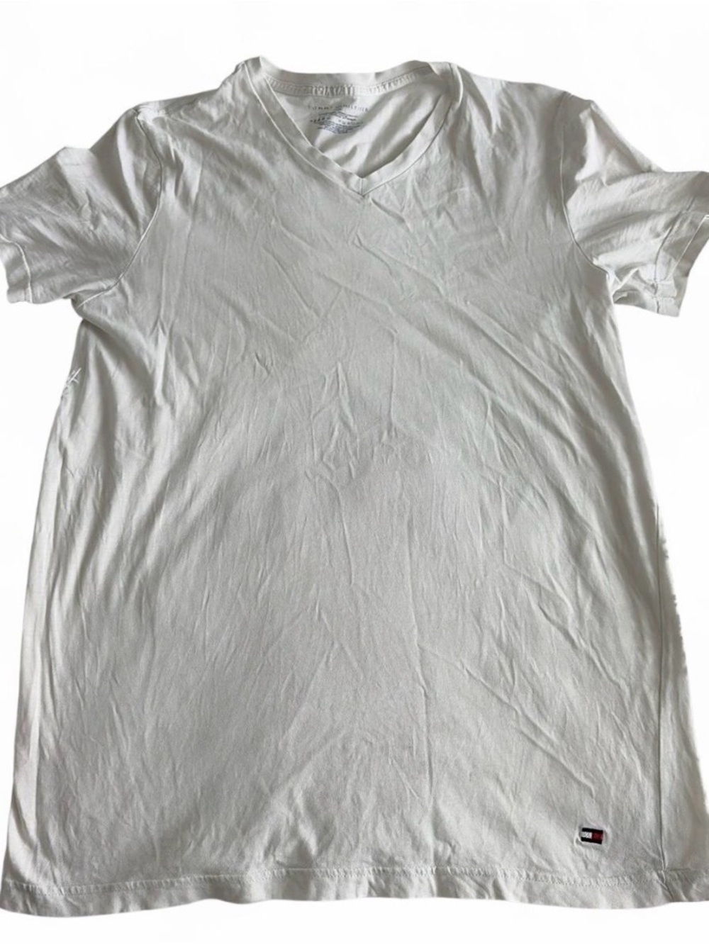 Tommy Hilfiger Men’s White V-Neck T-Shirt Sz M gently pre owned